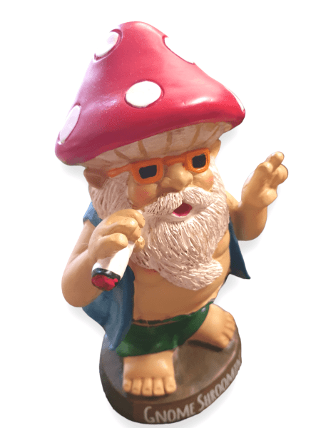 Stoned hippy garden gnome