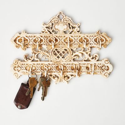 Cast iron ornate hotel key numbers vintage wall hooks painted