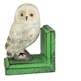 Owl vintage statue painted metal bookend - single or pair