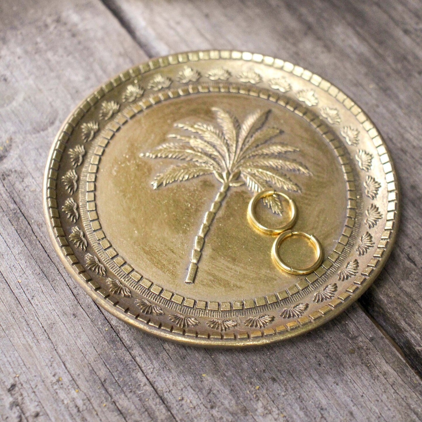 Palm tree gold trinket dish