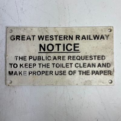 Railway keep toilet clean cast iron vintage wall hanging sign