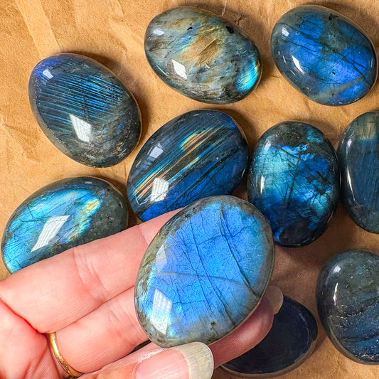 Labradorite crystal polished palm stone