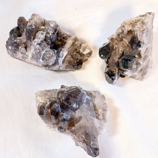 Smoky quartz crystal cluster