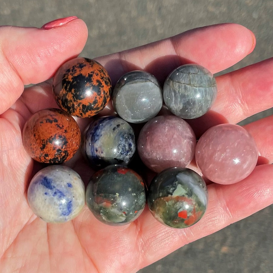 Mini polished stone crystal sphere