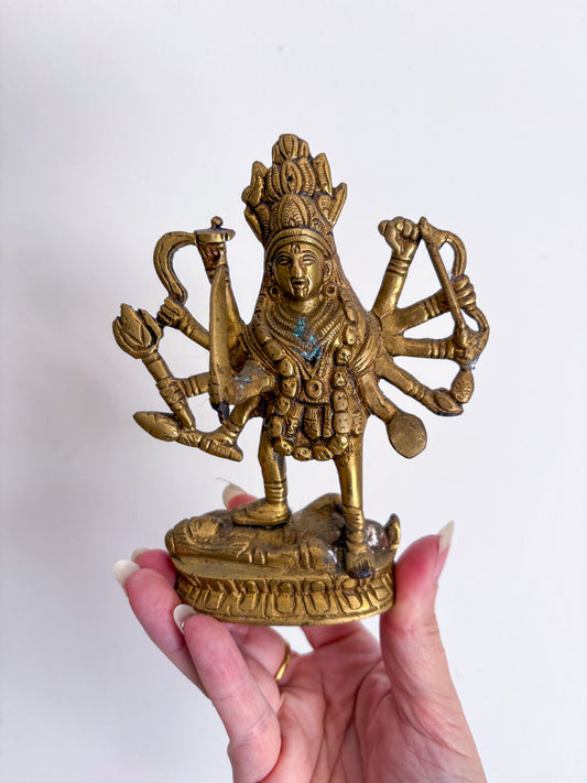 Antique brass Goddess Durga statue S