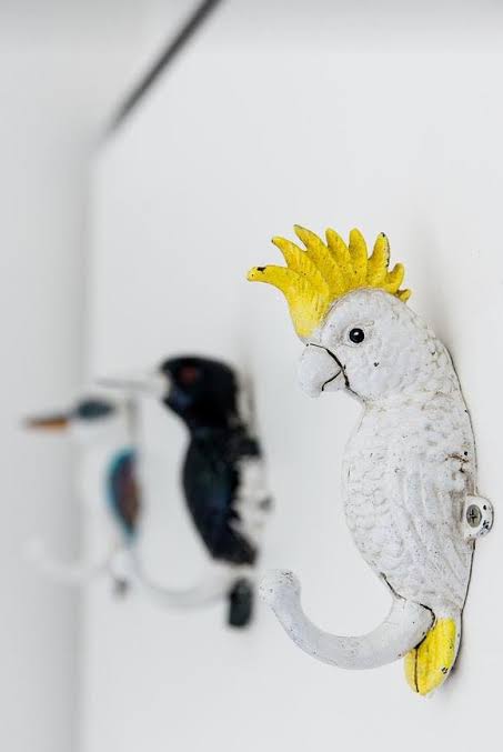 Cockatoo / Galah / Magpie / Kookaburra bird painted iron hook single or set