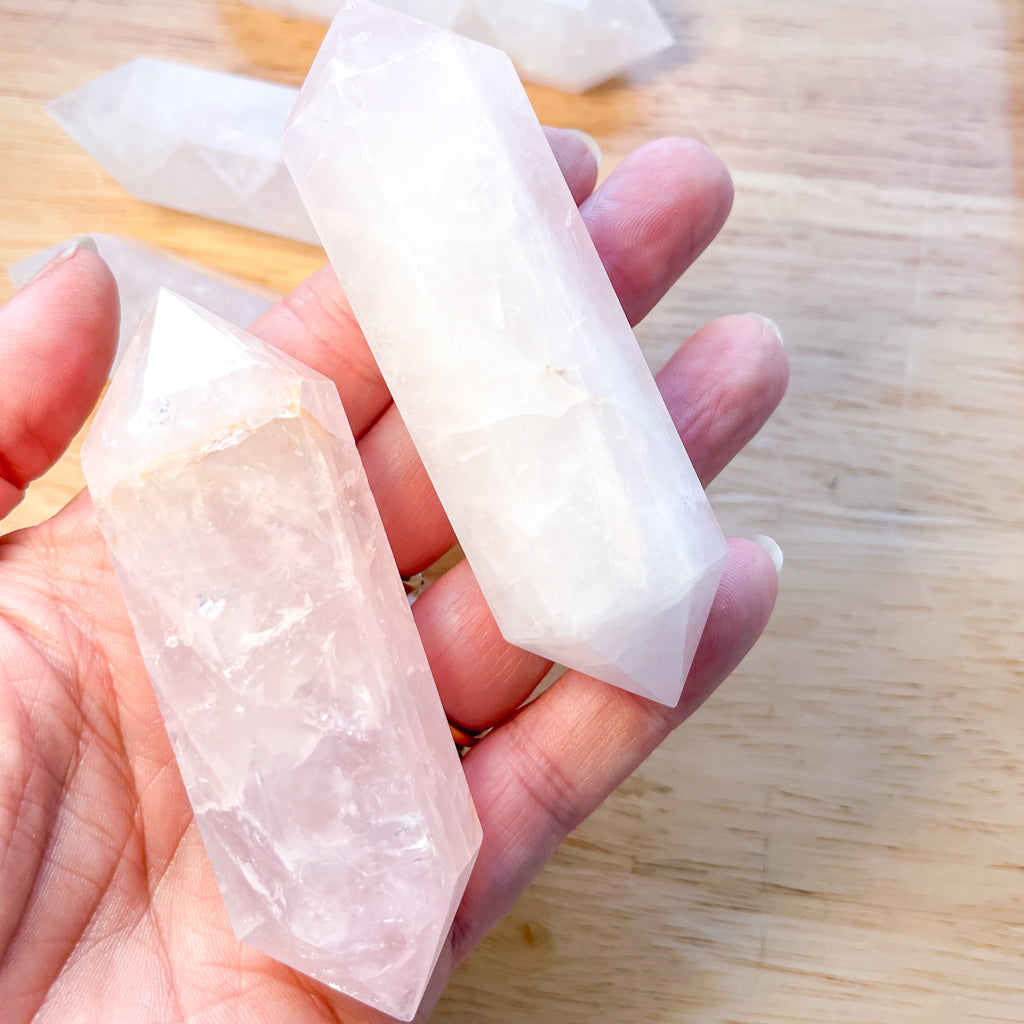 Rose quartz DT crystal double terminated point