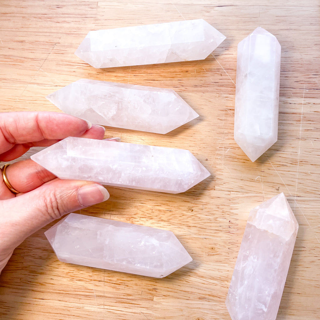 Rose quartz DT crystal double terminated point