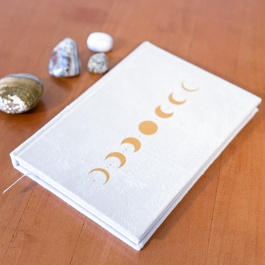 Gold moon / cream velvet notebook journal A5