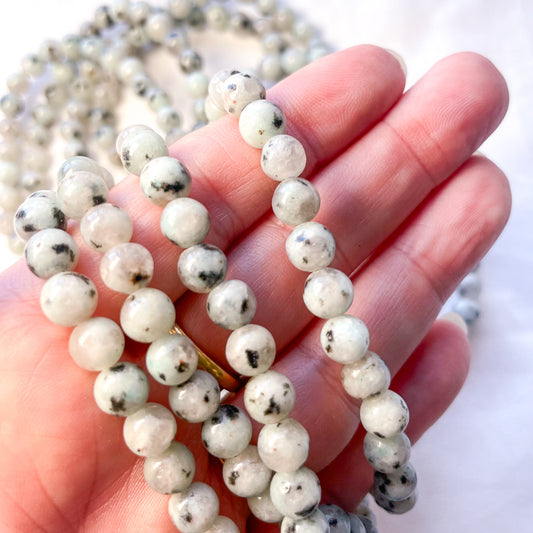 Kiwi jasper crystal bead stone bracelet
