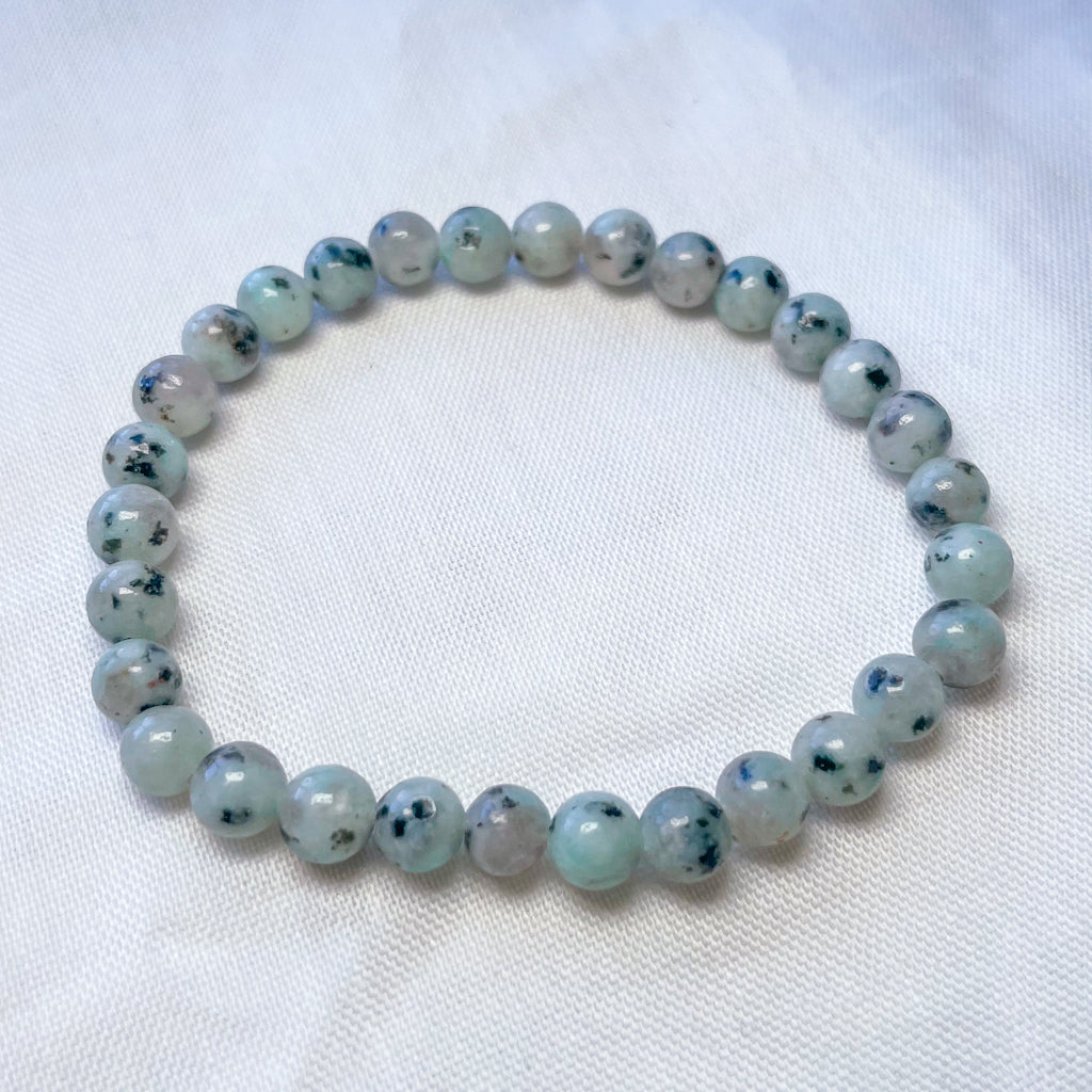 Kiwi jasper crystal bead stone bracelet