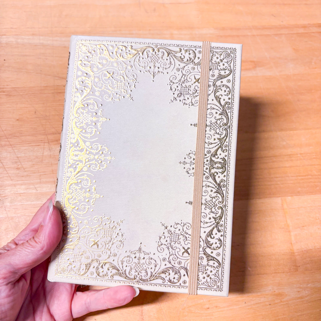 Golden ivory faux leather journal