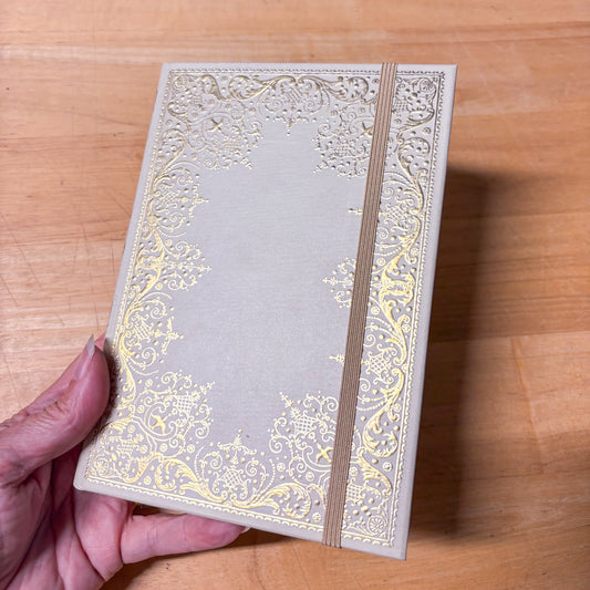 Golden ivory faux leather journal