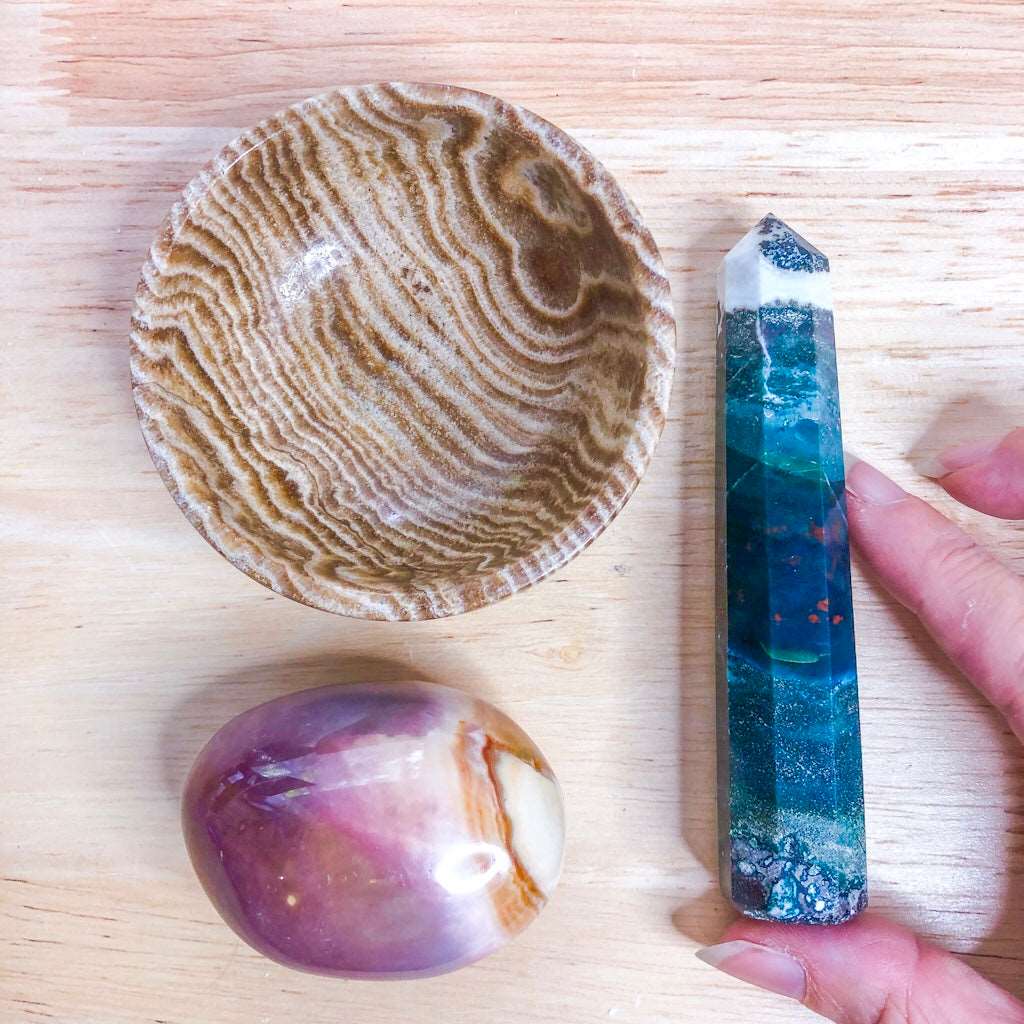 Crystal box - stress relief / grounding crystal pack - 3 crystal set