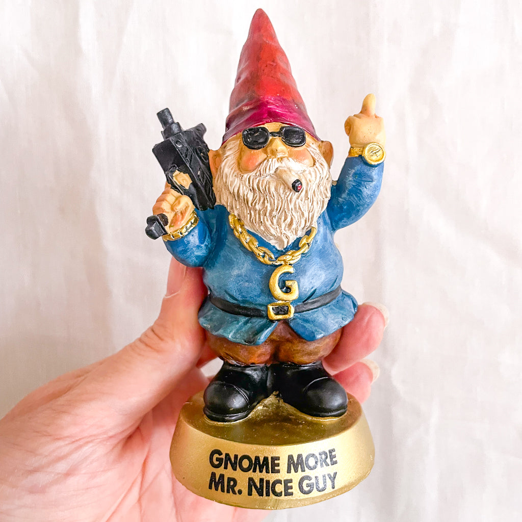 Angry mafia garden gnome