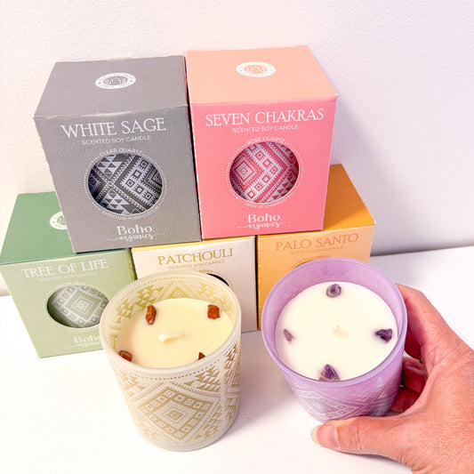 Organic soy candle with crystal