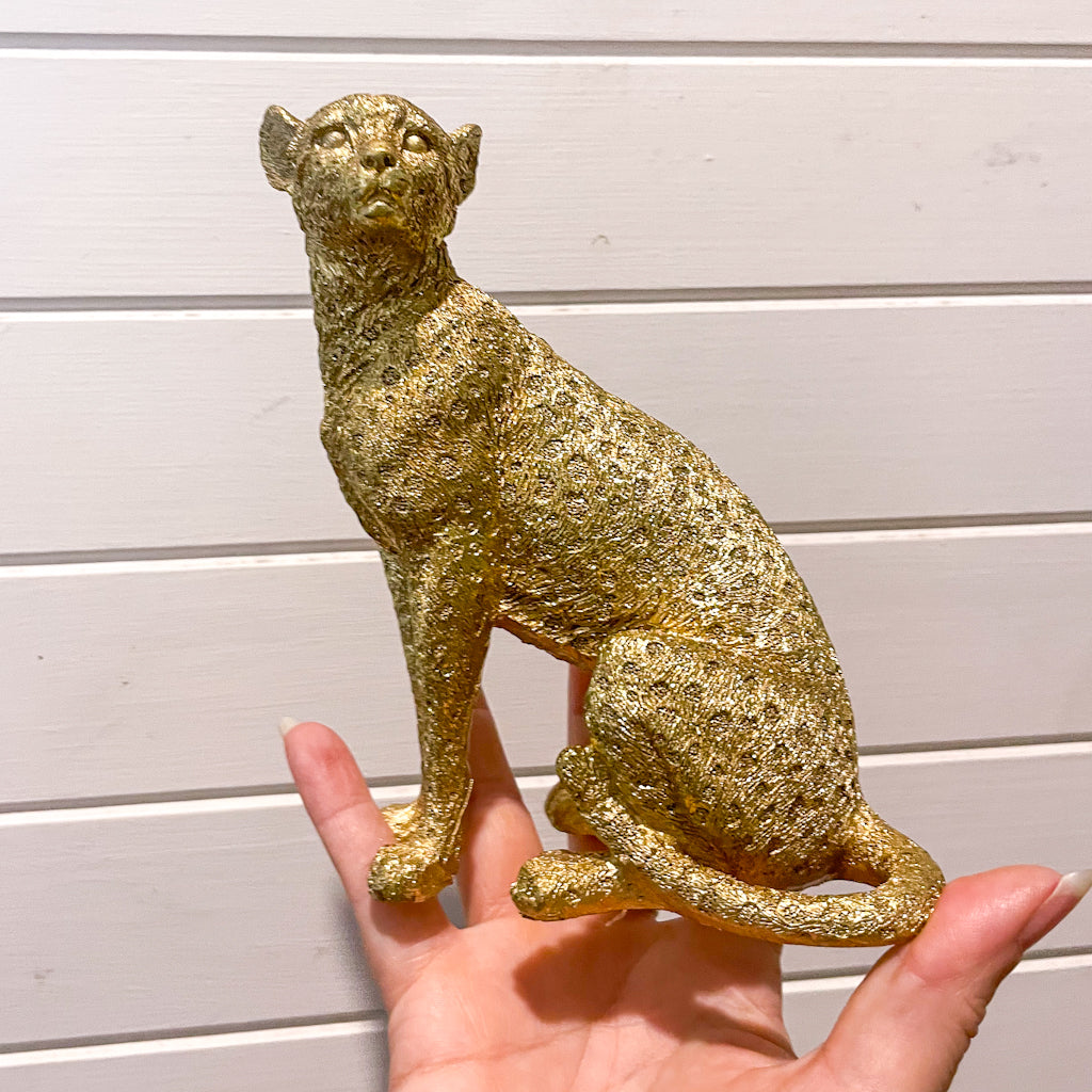 Gold leopard statue