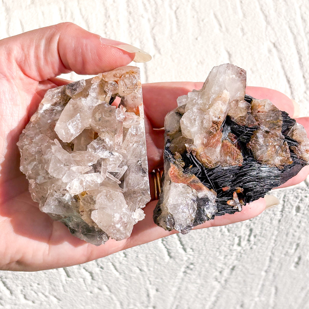 Grounding Quartz Specularite crystal cluster