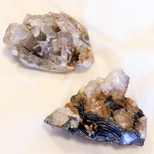 Grounding Quartz Specularite crystal cluster