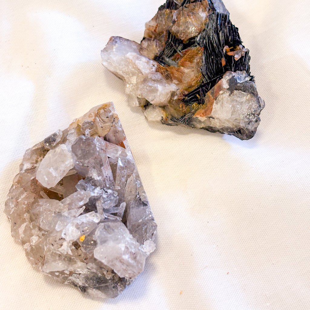Grounding Quartz Specularite crystal cluster