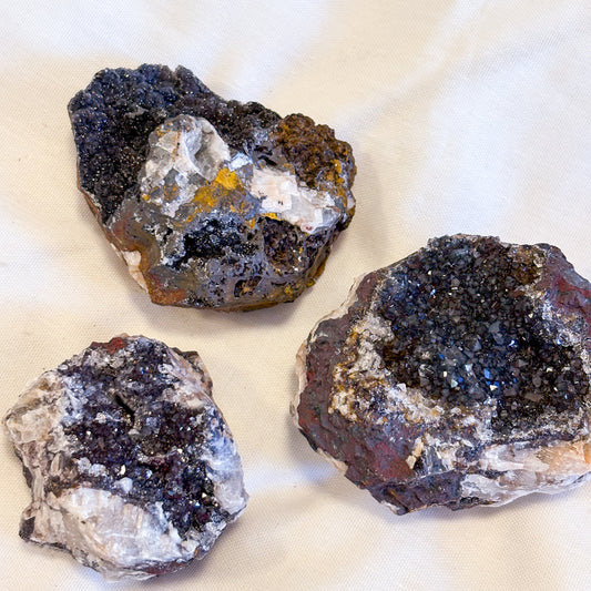 Yin yang balance Manganese on Quartz crystal cluster