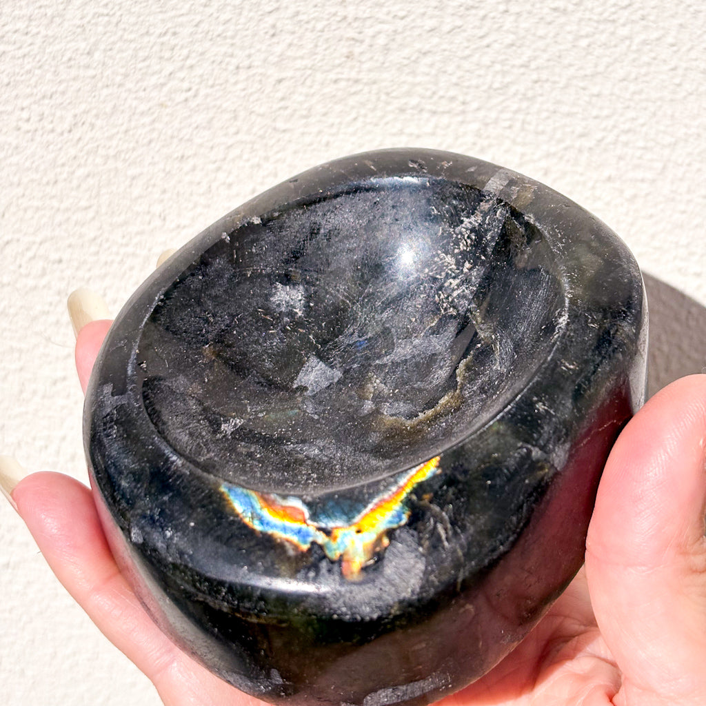 Labradorite crystal carved bowl