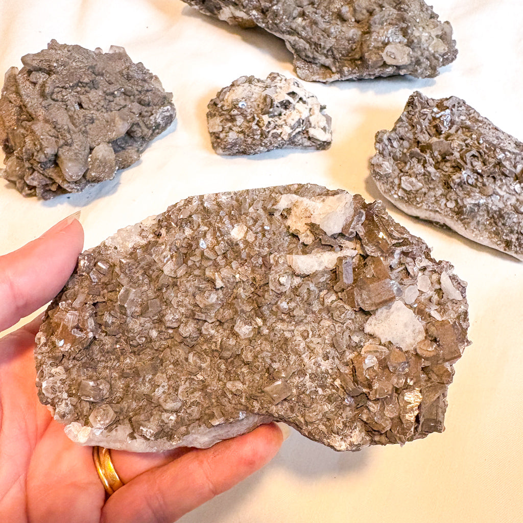 Brown chocolate calcite crystal cluster
