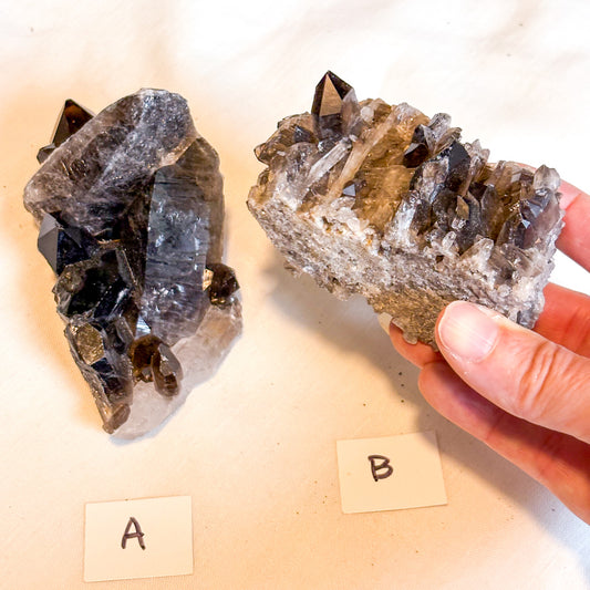 Smoky quartz crystal cluster