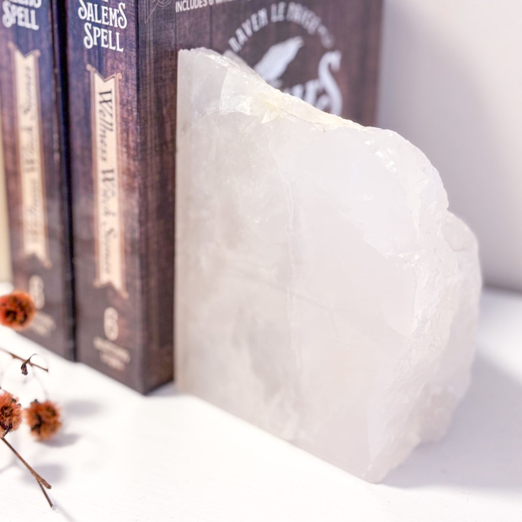 Rose quartz crystal bookend statue approx 1kg
