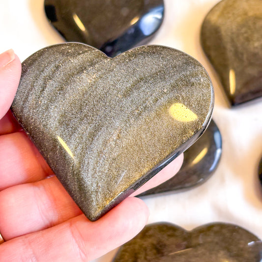 Gold sheen obsidian crystal heart