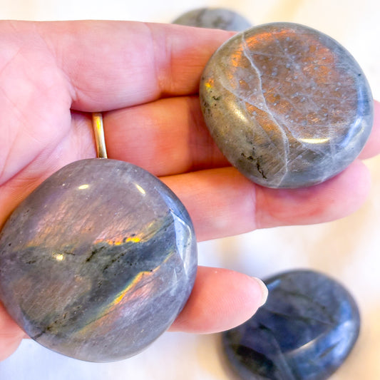 Labradorite crystal polished palm stone
