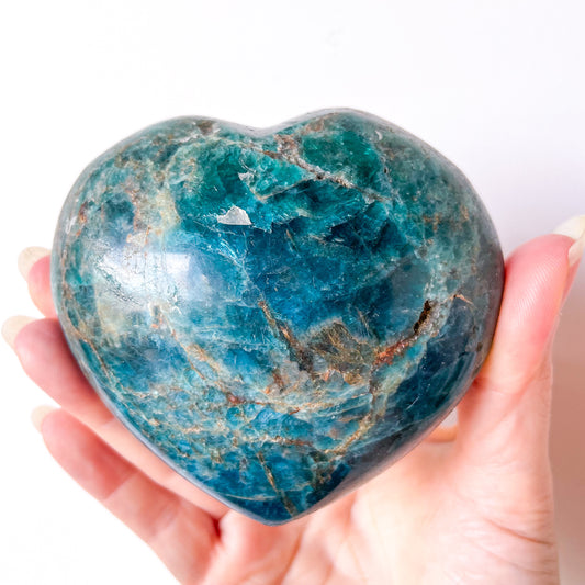 XL Apatite heart shaped crystal with stand