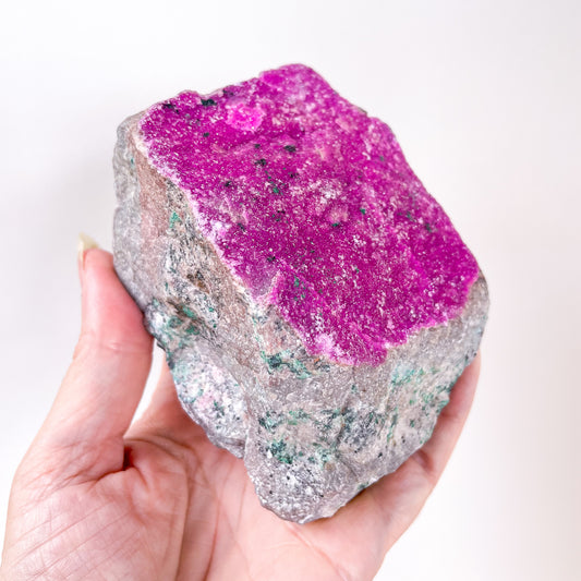 Pink Colbolto Calcite + Malachite crystal cluster specimen XL