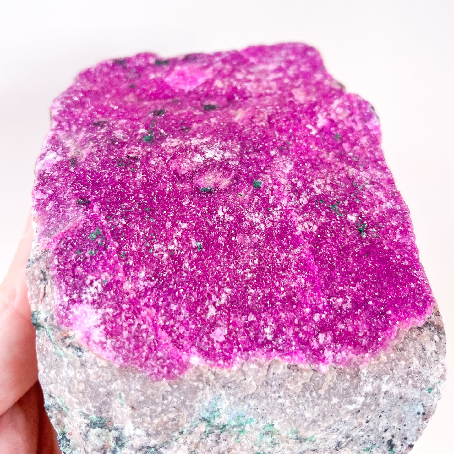 Pink Colbolto Calcite + Malachite crystal cluster specimen XL