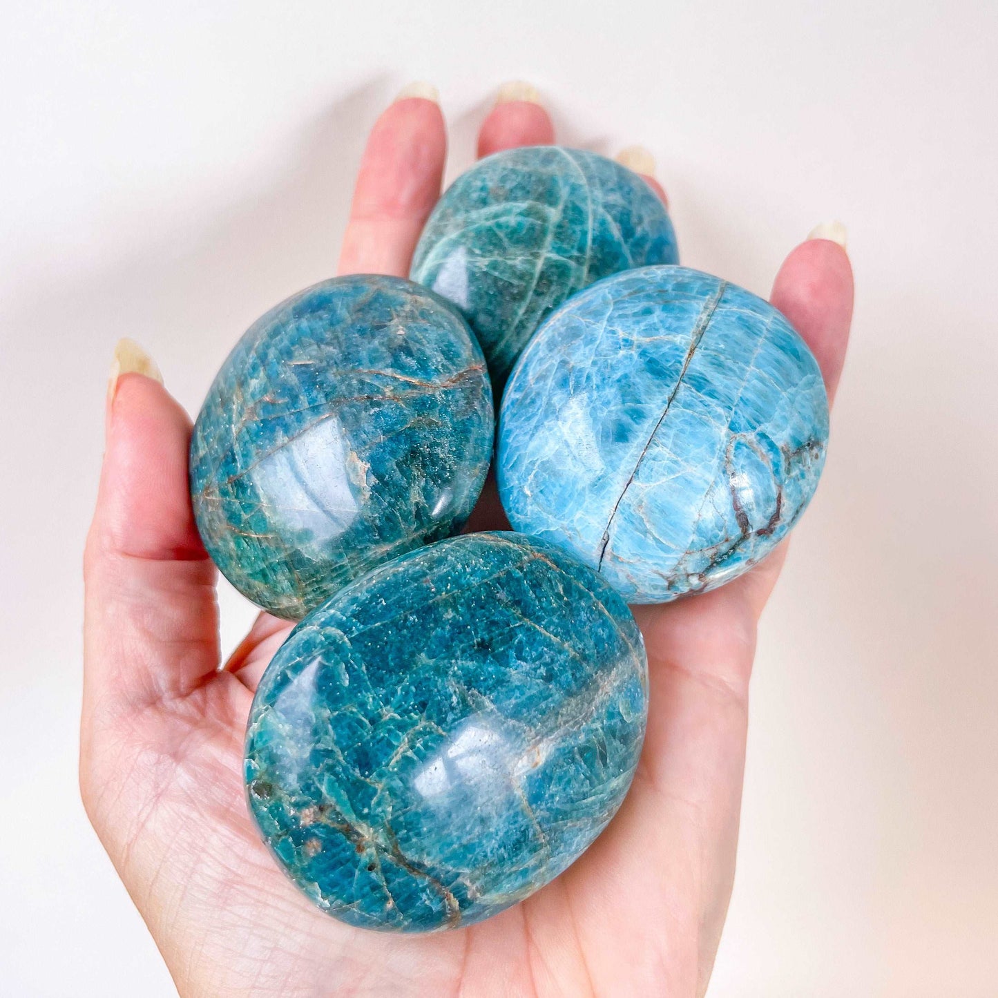 Apatite crystal large palm stone