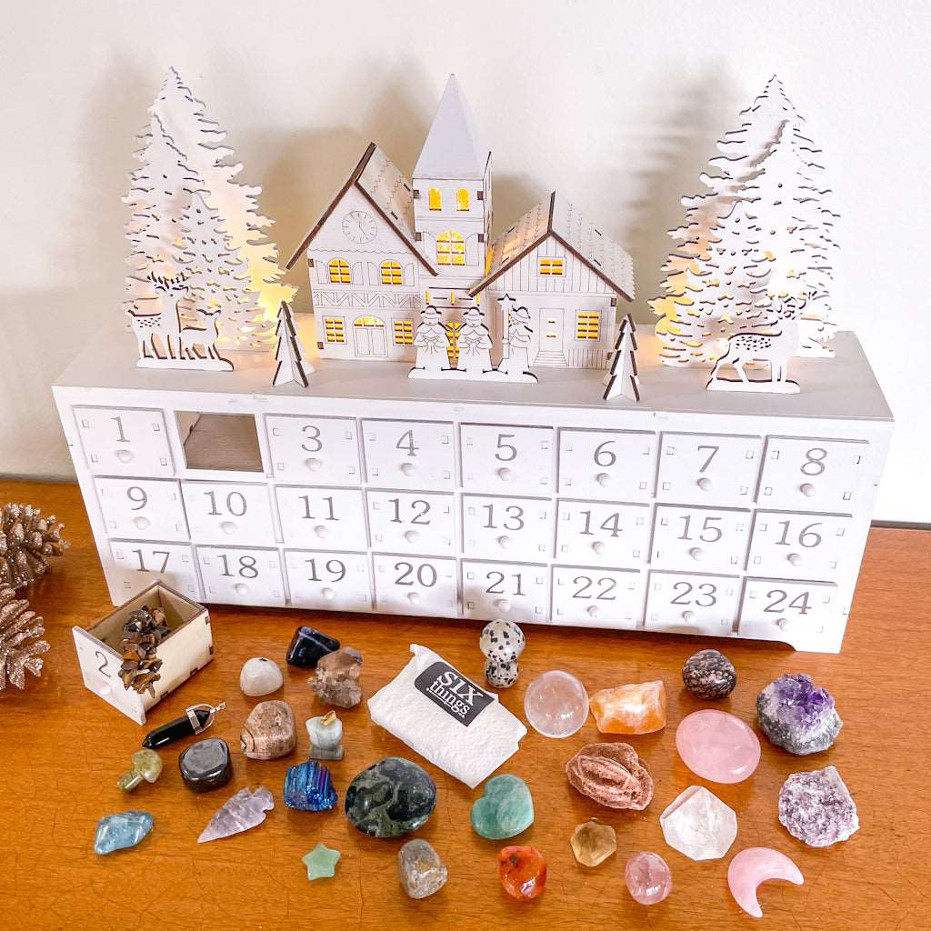 Christmas advent calendar wooden cabinet with optional crystals