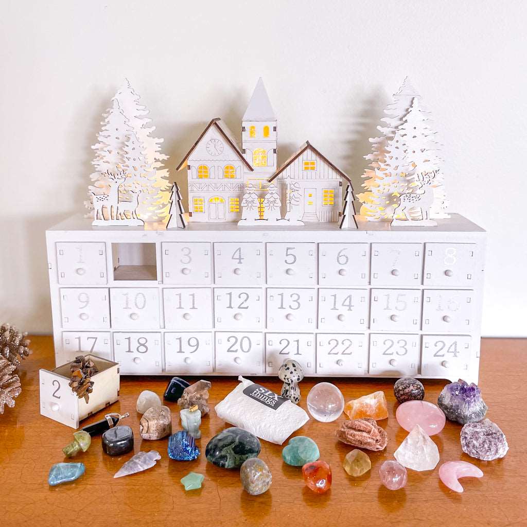 Christmas advent calendar wooden cabinet with optional crystals