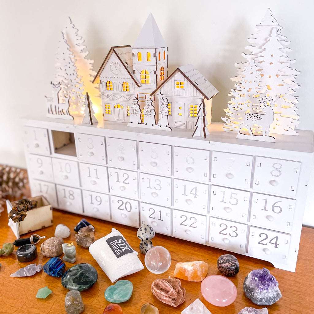 Christmas advent calendar wooden cabinet with optional crystals