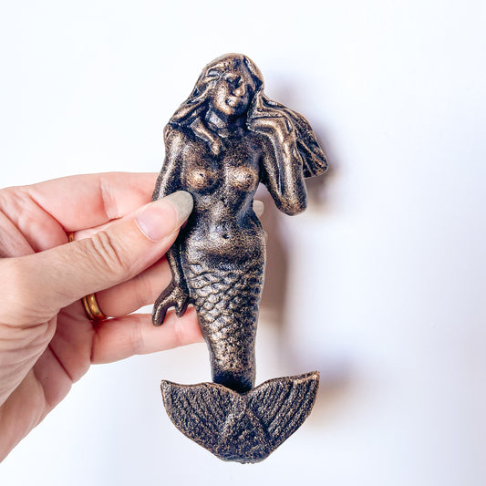 Mermaid cast iron wall hook