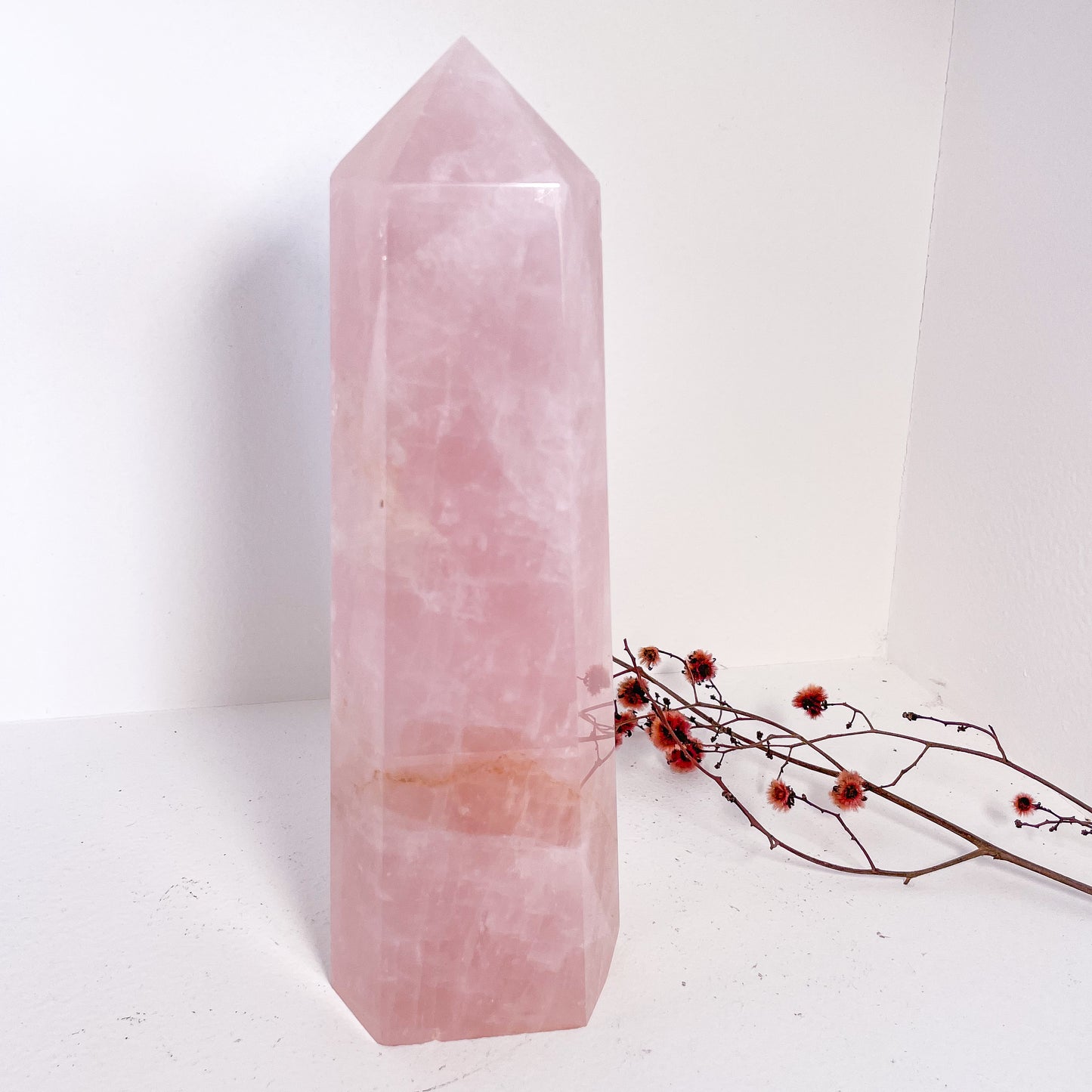 High quality Rose Quartz crystal XXL tower 21cm