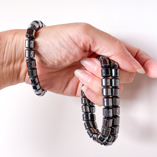 Hematite Crystal unisex bead bracelet