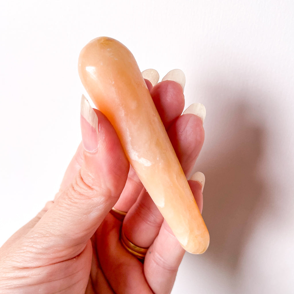 Tangerine / Orange calcite crystal wand