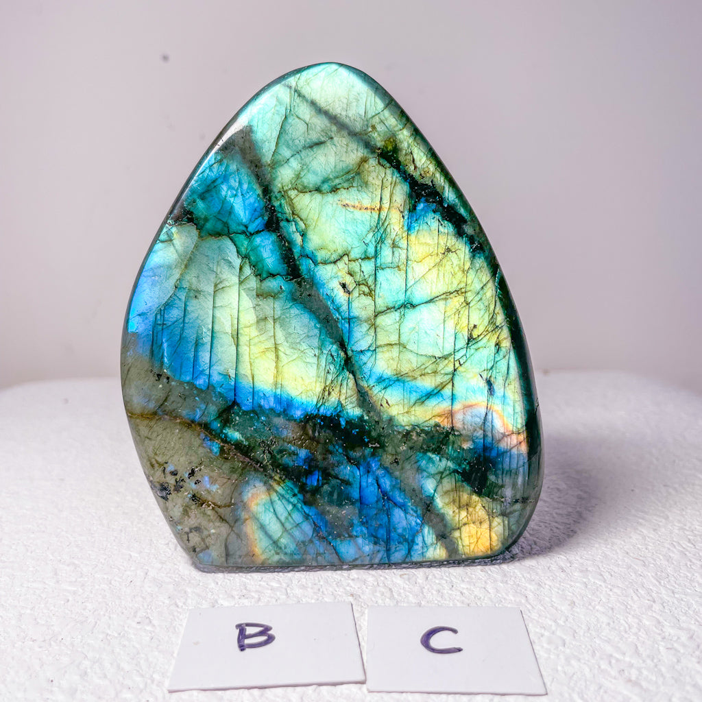 Labradorite crystal high quality flash carved freeform statue