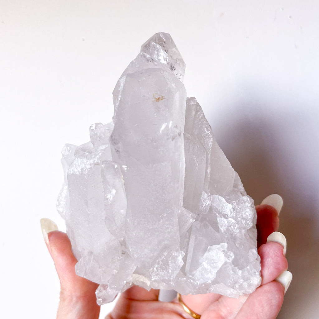 Clear quartz crystal point chunky cluster 550g