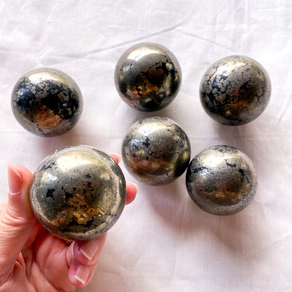 Pyrite healers gold crystal sphere