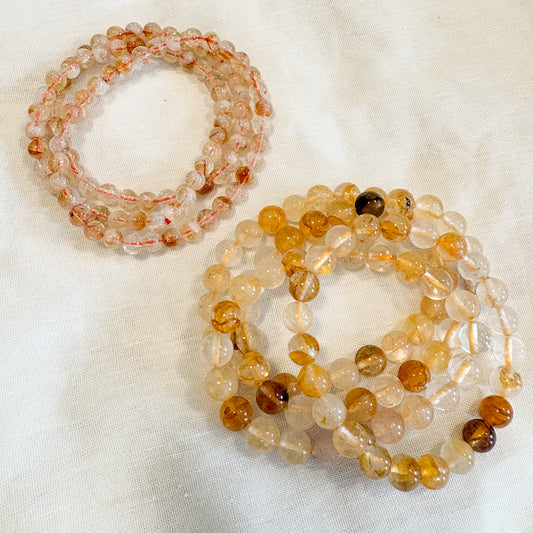 Citrine, Golden healer or Yellow Jade crystal bead bracelet