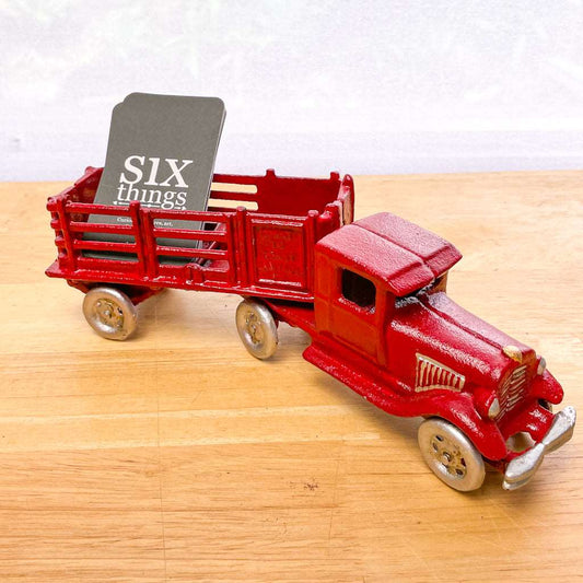 Cast iron vintage red country delivery truck