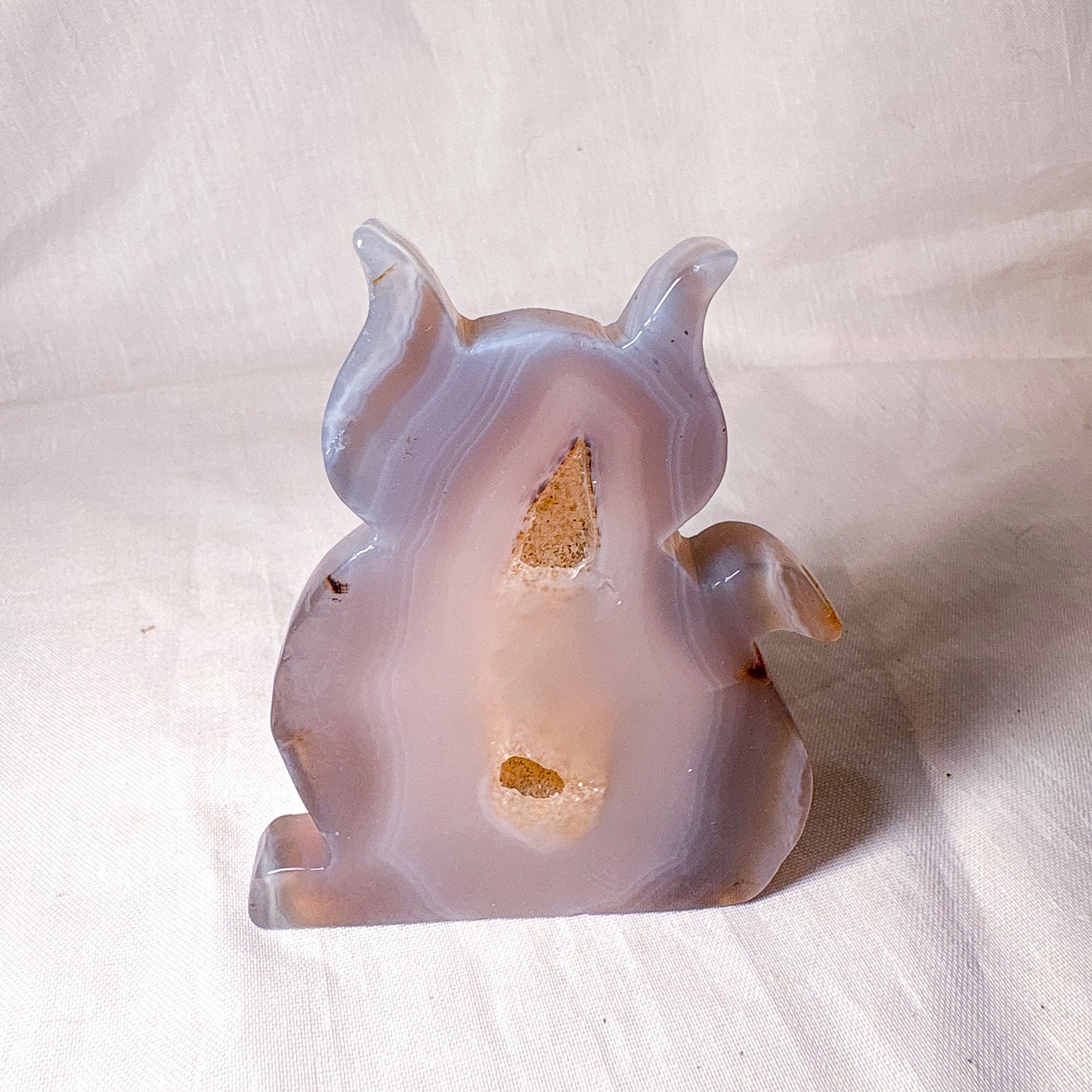 Natural Agate crystal kitty cat carving