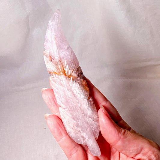 Amethyst Crazy Lace Agate crystal feather carving