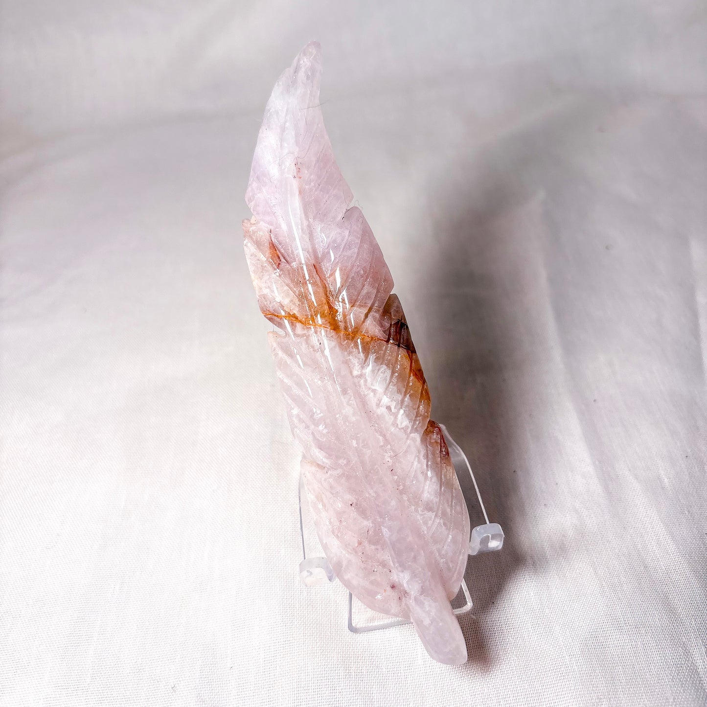 Amethyst Crazy Lace Agate crystal feather carving